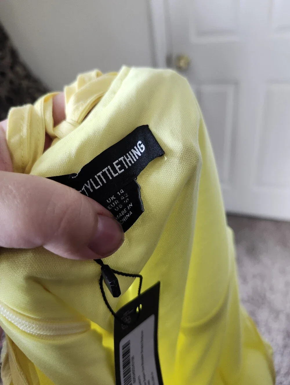 PrettyLittleThing Pastel Yellow Sequin Strappy 1 Shoulder Dress US 10
